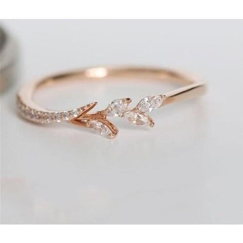 New style simple style zircon flower ring rose gold ring jewelry