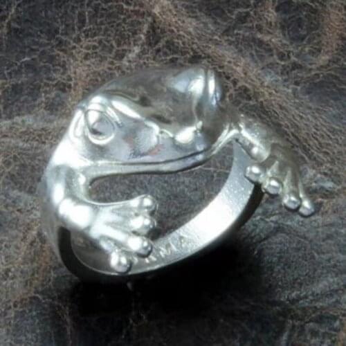 Fashion Cute Animal Frog Ring Retro Silver Color Opening Adjustable Ring Lovers Christmas Party Jewelry Gift Hip Hop Ring