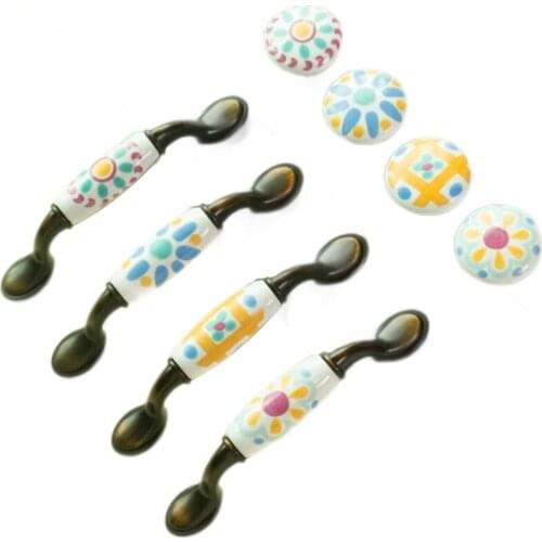 Keramische Dresser Knop Kinderen Lade Handvat Pulls Deurknoppen Kast Handvat 76Mm Pitch (Met Schroeven)