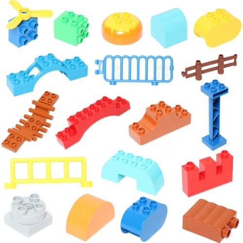 Big Size Particles Building Blocks Fence Sliding Ladder Cliver Stairway DIY Blocks Bricks Accessory Kids Toys For Children