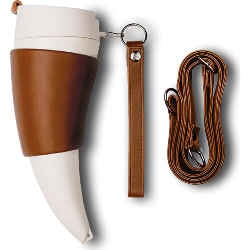 Creative Goat Horns Coffee Cup 330ml Stainless Steel Thermos Coffee Mugs Couple Travel Mug with Rope