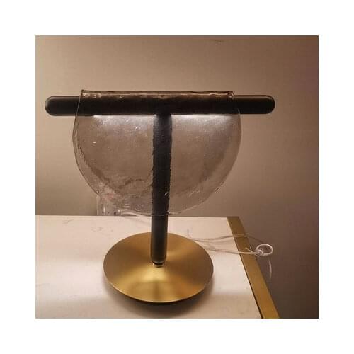 Amber Coloe Glass wood grain living room art designer model room simple post modern bedroom bedside table lamp