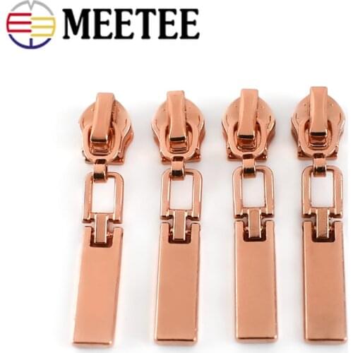Meetee 10/20pcs 5# Zipper Sliders for Nylon Zips Rose Gold Nylon Zippers Pull Repair Kit DIY Bag Zip Head Garment Sew Accessory