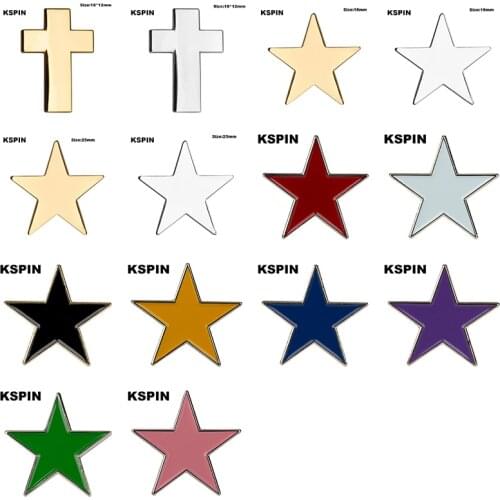 Metal Badge Lapel Pin Pins Brooch Cross Golden Star Red White Black Yellow Blue Purple Green Pink