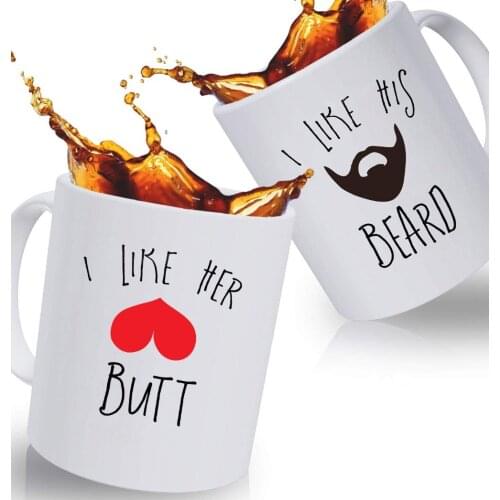 Mr and Mrs Gifts Coffee Mugs - I Like His Beard, I Like Her Btt | His and Her Couple Gifts | Funny Him Her Mug Sets are Great Ho
