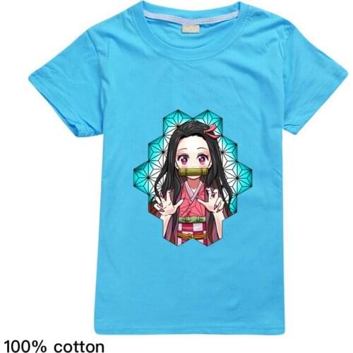 2020 New Japan Harajuku Girls T Shirt Baby Kids Demon Slayer Fine Blade Keychain Anime Children Clothes Birthday Camisetas