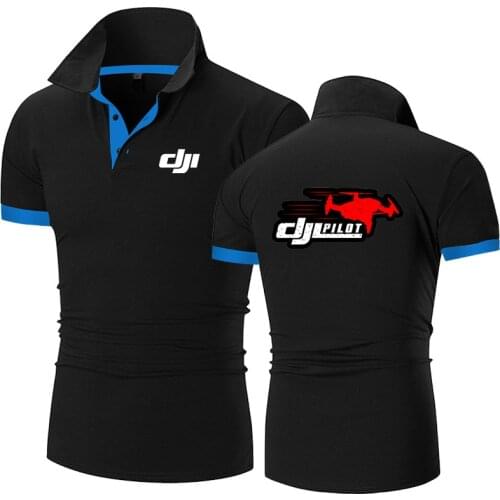 2021 The New DJI Pilot Shirt for Men Print Sign Short-sleeved Patchwork Mens Quality Summer Brand Men Polo Clothing Harajuku