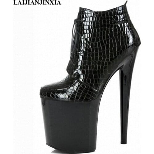 New sexy black low boots, nightclub stage show, 20cm pole dancing high heel dancing shoes