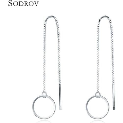 New Arrival 925 Hot sterling silver circle hanging earrings exquisite jewelry gift female long earrings Jewelry Gift E029