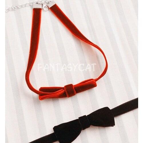 Cute Girls Fashion Bowknot Velvet Choker Women Punk Chain Around The Neck Necklace Female Costume Jewelry Party Girlfriend Gift