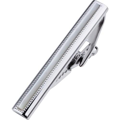 HAWSON Luxury Tie Bar White and Black Shell Tie Clip Wedding Gift For Groom