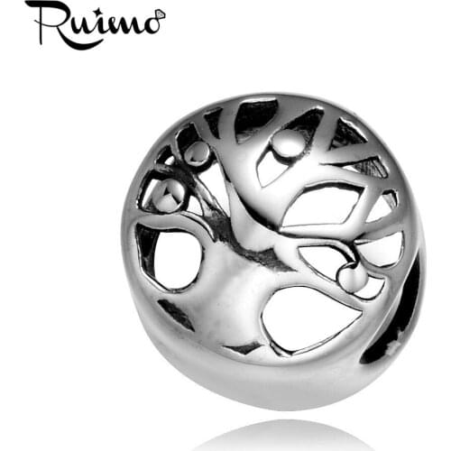 RUIMO Tree of life Charm Beads For Jewelry Making Fit Pan 316l Stainless Steel Beads DIY Bracelet Accessories