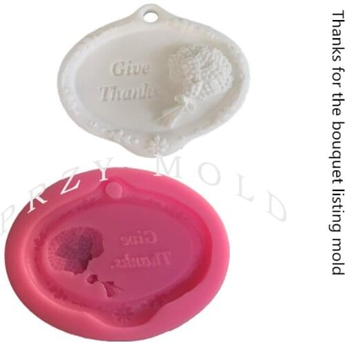 Silicone Mold Thanks Aroma Gypsum Mold Wax Piece Molds Fondant Mould for The Bouquet Card Solid Silicone Rubber PRZY 001