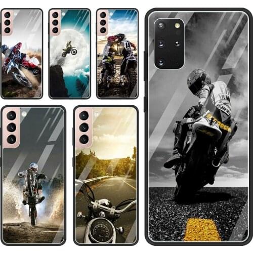Moto Cross motorcycle sports Glass Case For Samsung S21 S20 Ultra S10 Plus Lite S20FE S10e S9 S8 Shell Silicon Capa Bumper