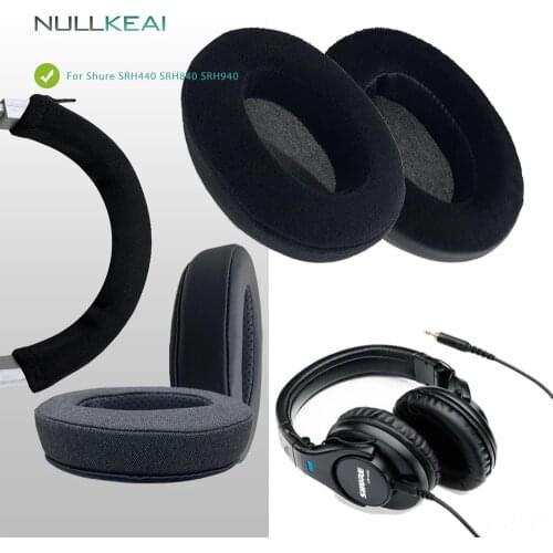 NULLKEAI Replacement Thicken Leather Velour Earpads For Shure SRH440 SRH840 SRH940 Headset Upgraded Comfy Memory Sponge Cushion