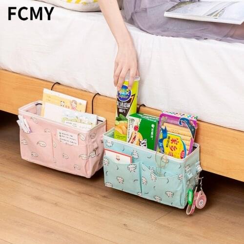 Fabric Storage Organizer Hanging Bag Home Bedroom Bedside Office Table Kitchen Hanging Basket Modern 7 Colors with Hook Sundries