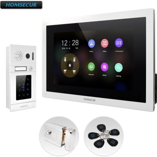 HOMSECUR 10" Wired Hands-free Video&Audio Smart Doorbell with Password/Card Camera 110 Degree BC071HD-S+BM114HD-S