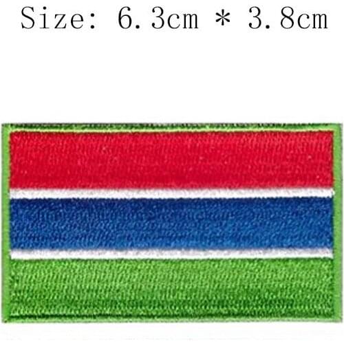 Iron on sew on Free shipping Gambia embroidery flag patch Banjul city left chest/embroidery fabric