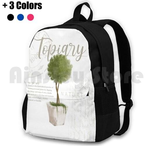 Topiary No. 1 Outdoor Hiking Backpack Waterproof Camping Travel Topiary Botanical Nature Garden Greenery Foliage Vintage