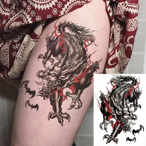 Waterproof Temporary Tattoo Sticker Chinese Dragon Kylin Pattern Fake Tatto Flash Arm Tatoo Body Art for Women Men