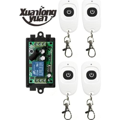 Xuanlongyuan DC12V 1 CH 1CH RF Wireless Remote Control Switch System,Transmitter + Receiver With One Button/Garage Doors/ lamp
