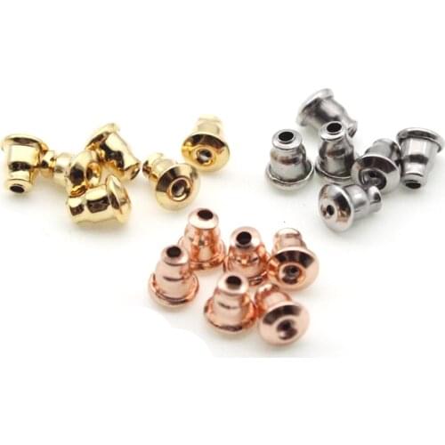 50Pcs/lot 5X6MM 316L Stainless Steel Gold Stud Earring Stopper Back for Diy Jewelry Making Earring Findings Crafts Accessories