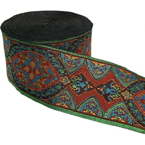 ZERZEEMOOY 2" 5CM 10 YARD Woven Jacquard Ribbon Trims Geometric Totem Pattern For Curtain And Clothing Accessory MZZD19032801