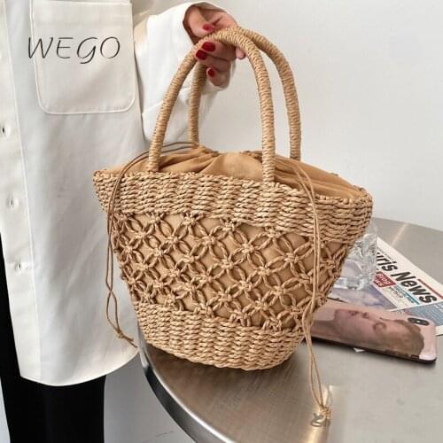 Hand-woven Bag Womens Brige Weave Bag New 2021 Hollow Out With Summer Beach Bag Fashion Retro Beach Bohemian Handbag