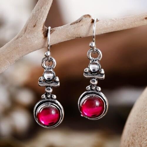 Vintage Moonstone Pink Stone Earrings for Women European and American Fashion Trendy Earrings Boho Jewelry Gift Wholesale