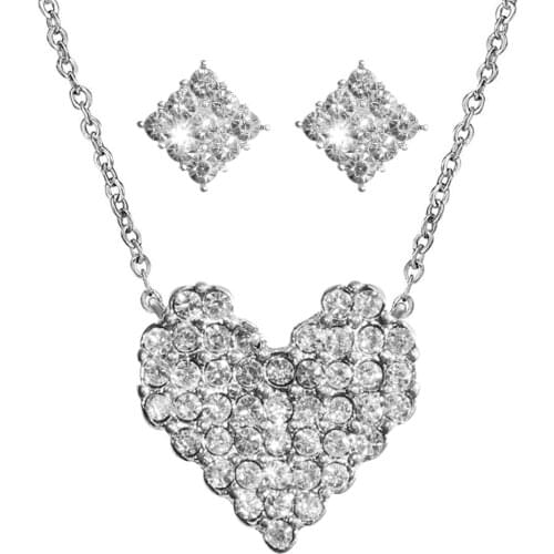 2020 New Fashion Silver Color CZ Zircon Heart Pendant Necklaces For Women Girl Crystal Wedding Jewelry Christmas Gift