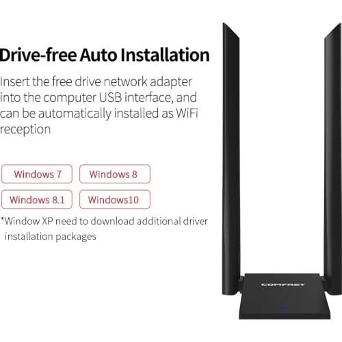 1300Mbps USB WiFi Adapter Free driver PC Wi fi Receiver MT7612 Antenna 2.4/5.8GHz USB3.0 Ethernet Lan Wifi Dongle With 2*6dBiUSB