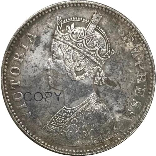 1886 India 1 One Rupee Victoria Queen Cupronickel Plated Silver Collectibles Copy Coin