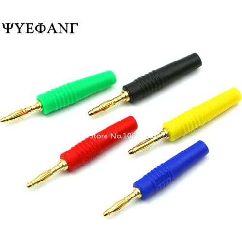 2Pcs Brass Gold Plated Small Size 2mm Male Banana Plug Wire Solder Type Connector 5 Colors