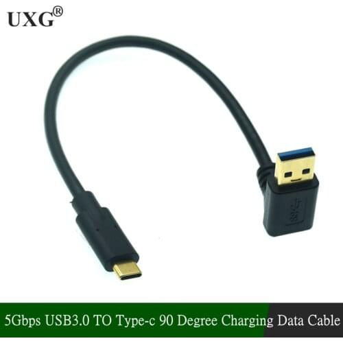 3A USB Type C double 90 Degree USB C Cable Left Right Angled Up Down Gooseneck Type USB 3.0 type-C Fast Charging Data Cable 25cm