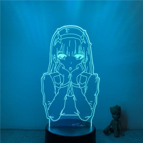 3D Nightlight Anime Darling In The Franxx 02 Zero Two Action Figure 7 Colors Touch Optical Illusion Table Lamp Gift Room Decor