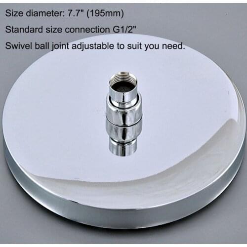 7.7" inch Polished Chrome Round Shape Bath Rainfall Rain Bathroom Shower Head Bathroom Accessory (Standard 1/2") msh232