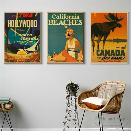 America Travel & Railways Vintage Art Posters And Prints Canvas Painting Wall Pictures For Living Room Decoration Home Decor