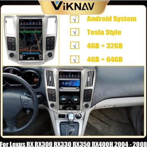 Android Tesla Style GPS navigation For LEXUS RX300 RX330 RX350 RX400h 2004 2005 2006 2007 2008 car autoradio Multimedia player