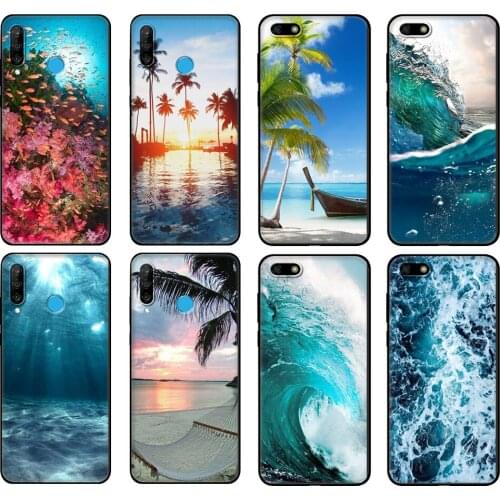 Black tpu Case For Huawei Honor 20 Lite 10 10i 20S 30S 30 Case Honor 7A 5.45 7s 7C 5.7 Case Cover Sea Beach