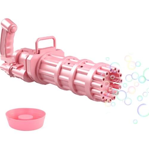 Kids Gatling Bubble Machine 15 Holes Automatic Bubble Gun Toys Fan Summer Soap Water Electric Bubble Maker For Children Gift Toy