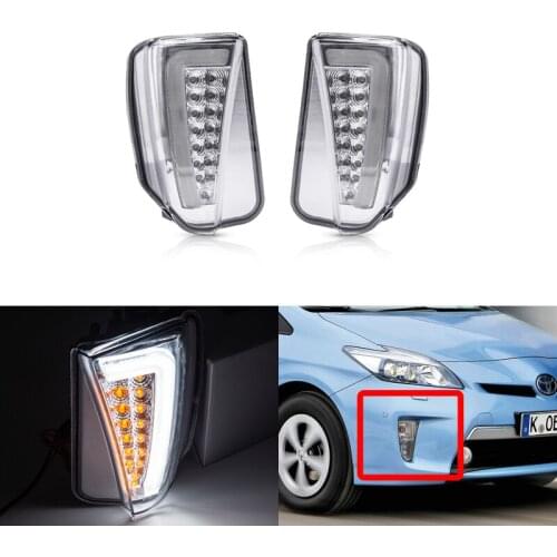 For Toyota Pruis 2012-2015 LCI Facelift Led 3D Corner Lamp Front Bumper White/Amber Led Running DRL, Turn Signal Lights
