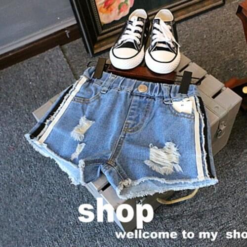 2018 girl boy denim shorts hole jeans kids summer wear
