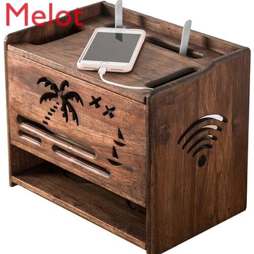 High-End Solid Wood Wireless Router Storage Box WiFi Box Set-Top Box Storage Rack Socket Wire Finishing Box