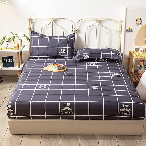 Cotton Mattress Bed Sheet Printing Cover Fade-resistant Wear-resistant Bed Sheet With Elastic Belt Double Bed Single Bed Sheet