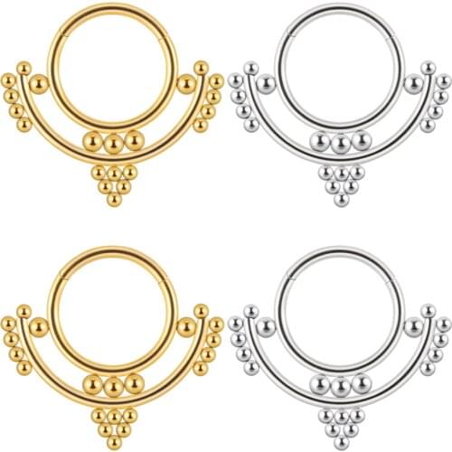 CHUANCI 1PC Steel Septum Piercing Hinged Segment Nose Ring Septum Clicker Cartilage Tragus Clicker Body Piercing Jewelry 16G