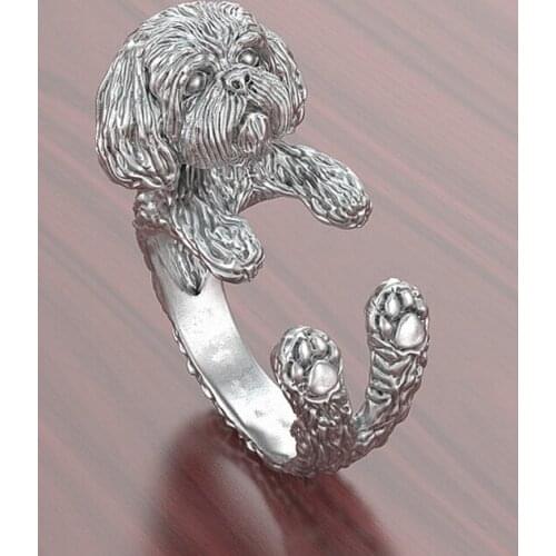Wholesale 15pcs/lot Shih Tzu Ring adjustable free size cartoon animal dog Ring jewelry for pet lovers