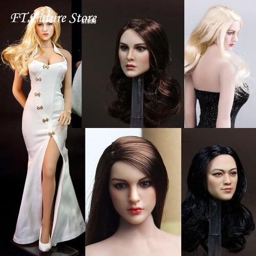 Collectible 1/6 Scale Beauty Female Head Sculpt Carving KT004 KT005 KT006 KT007 KT008 Model for 12" Action Body Model Accessory