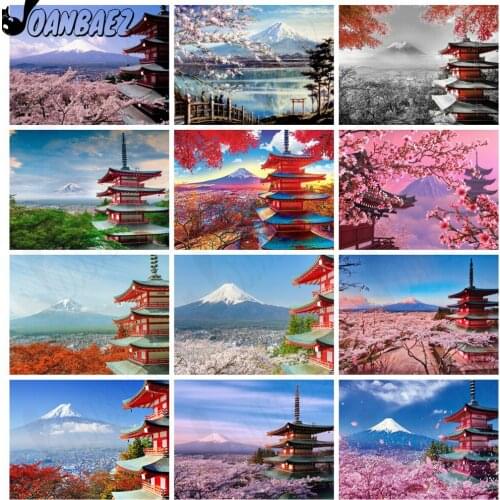 Beautiful Attic Architecture Landscape Diamond Painting 5D Diy Wall Art Mountain Bouquet Diamond Embroidery Inlaid Room Decor