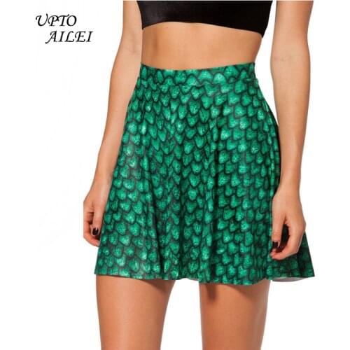 Summer Womens Toplook Green Mermaid Scales Women Checkered Short Skirt School Style Mini Harajuku Skirts Clothings