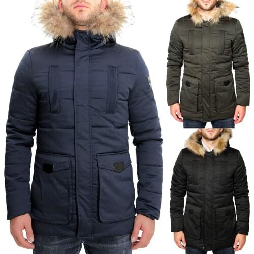 Vest Parka men winter waterproof hooded green black blue winter jacket Casual jacket coat with fur ENOS 8903